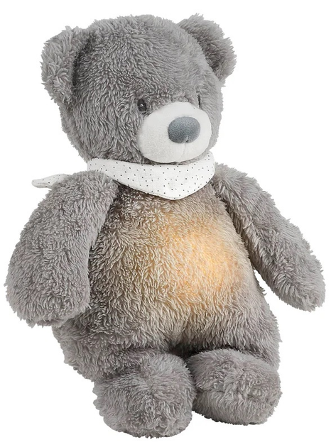 Zabawka z lampką nocną Nattou Sleepy Bear muzyczna z czujnikiem płaczu Szara 876629 (5414673876629) - obraz 1