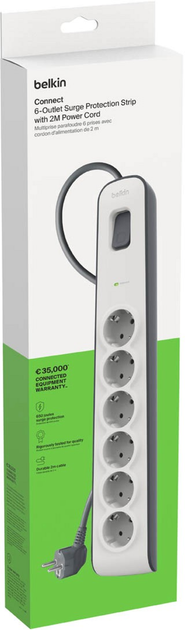 Listwa przeciwprzepięciowa Belkin Surge Protection 6 x Schuko (Type F) White (BSV603VF2M-V2) - obraz 4