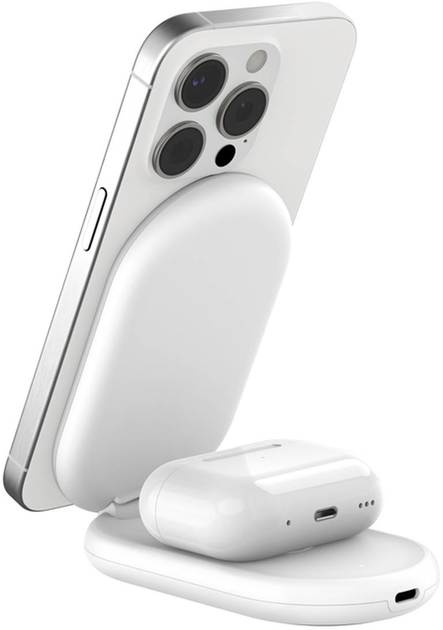 Ładowarka indukcyjna Belkin BoostCharge Magnetic 2w1 Qi2 15W White (WIZ028VFWH) - obraz 4