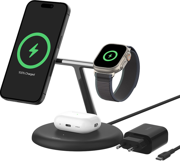 Ładowarka Belkin BoostCharge Pro MagSafe 3-in-1 Black (WIZ023VFBK) - obraz 1