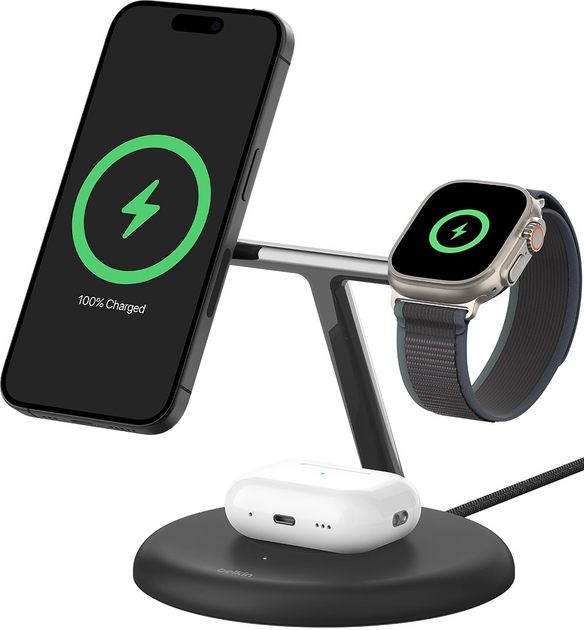 Ładowarka Belkin BoostCharge Pro MagSafe 3-in-1 Black (WIZ023VFBK) - obraz 2