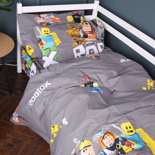 Фото - Постельное белье MirSon Підковдра  Бязь Kids Time 17-0821 Roblox game gray 110х140 см  