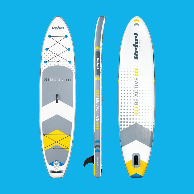 SUP доска надувная сапборд с веслом Rebel ACTIVE 150кг 350х81х15см САП борд с аксессуарами для плаванья, серфинга универсалный Белый - изображение 11