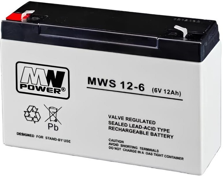 Akumulator MW Power VRLA AGM 6V, 12 Ah (5902135137642) - obraz 1