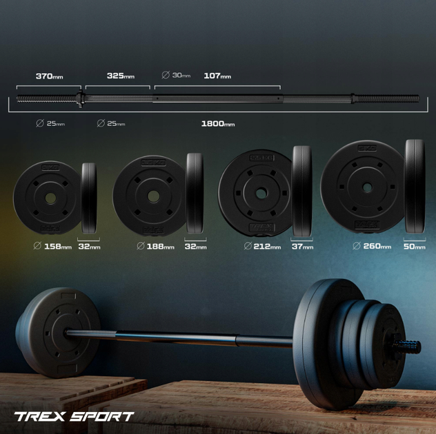 Штанга Trex Sport прямая 180 см / 25 мм 55 кг - изображение 4