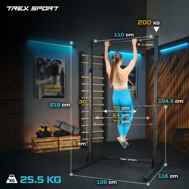 Перекладина для подтягивания Trex Sport с регулировкой высоты 300 кг - изображение 3