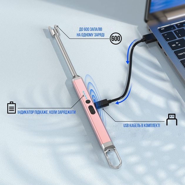 Імпульсна USB запальничка для свічок та кухні - Фото 3 Імпульсна USB запальничка для свічок та кухні - зображення 3