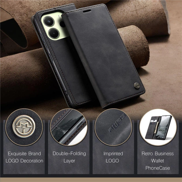 Чехол книжка с магнитом Xiaomi Redmi Note 14 (версия EU) CaseMe Black (43225-2B) - изображение 5