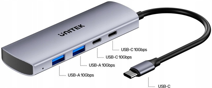 USB-hub Unitek uHUB Q4 4-in-1 10Gbps USB-C Hub with 2 USB-A & 2 USB-C Ports (H1112DGY01) - obraz 7