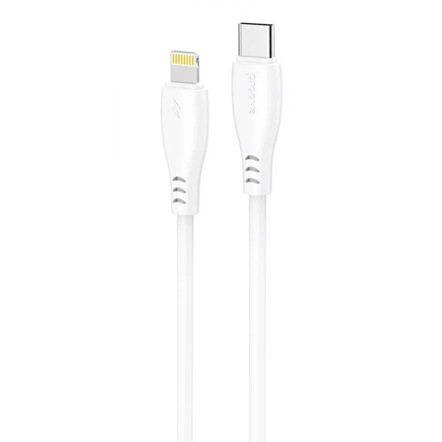 Кабель для зарядки Proove Simple Silicone, Type-C to Lightning, мощность 27W, длина 1 м, Белый - Фото 1 Кабель для зарядки Proove Simple Silicone, Type-C to Lightning, мощность 27W, длина 1 м, Белый - изображение 1