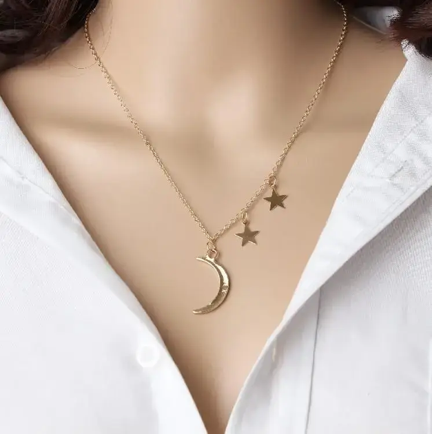 Подвеска Moon & Star висячие и звездочки звезда кулон с луной золотистая - Фото 3 Подвеска Moon & Star висячие и звездочки звезда кулон с луной золотистая - изображение 3