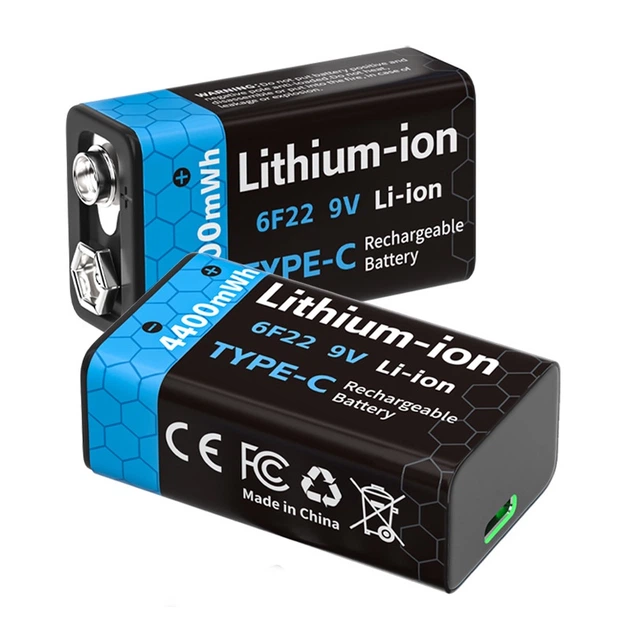 Акумуляторні батареї Крона Pujimax 6F22 з USB TYPE-C 9V 4400mWh, Black (2 шт + кабель) (16217-2) - зображення 2