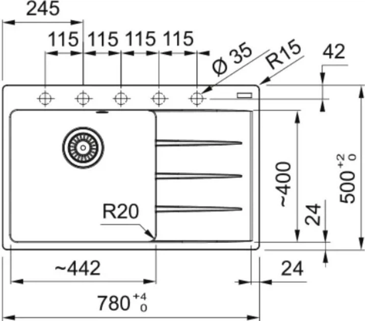 Мийка кухонна Franke Centro 780х500х200мм (114.0630.475) - зображення 2