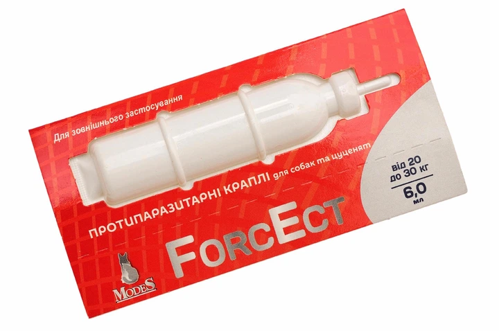 ФорсЕкт (ForcEct) протипаразитарні краплі для собак та цуценят 20-30 кг, 6,0 мл, MODES (від бліх, від кліщів) - изображение 2