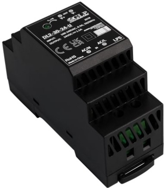 Блок живлення на DIN-рейку GLP IP20, 15 Вт, 5 В, 3 A (DL2-30-05-U) (5902135153369) - зображення 1