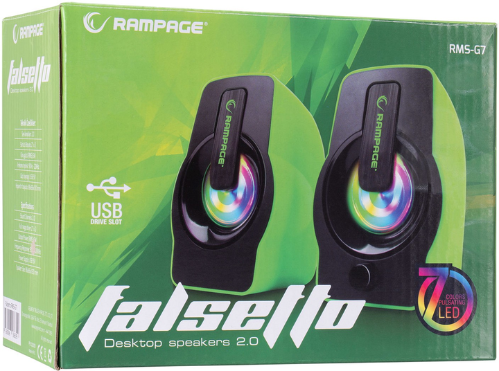 Zestaw głośników Rampage FALSETTO 2.0 6W RGB USB Green (RMS-G7) - obraz 5