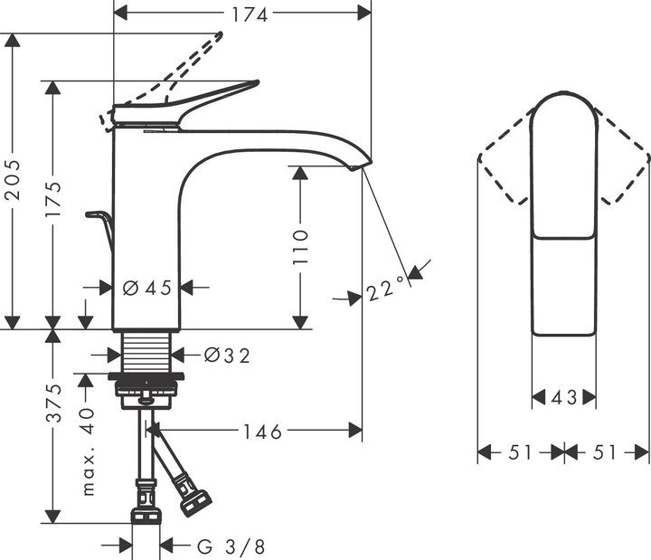 Bateria kuchenna Hansgrohe Vivenis 110 75020670 - obraz 2