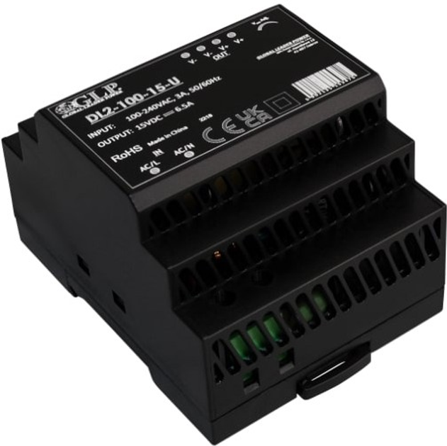 Zasilacz na szynę DIN GLP IP20, 90W, 12V, 7.5A (DL2-100-12-U) (5902135153468) - obraz 1