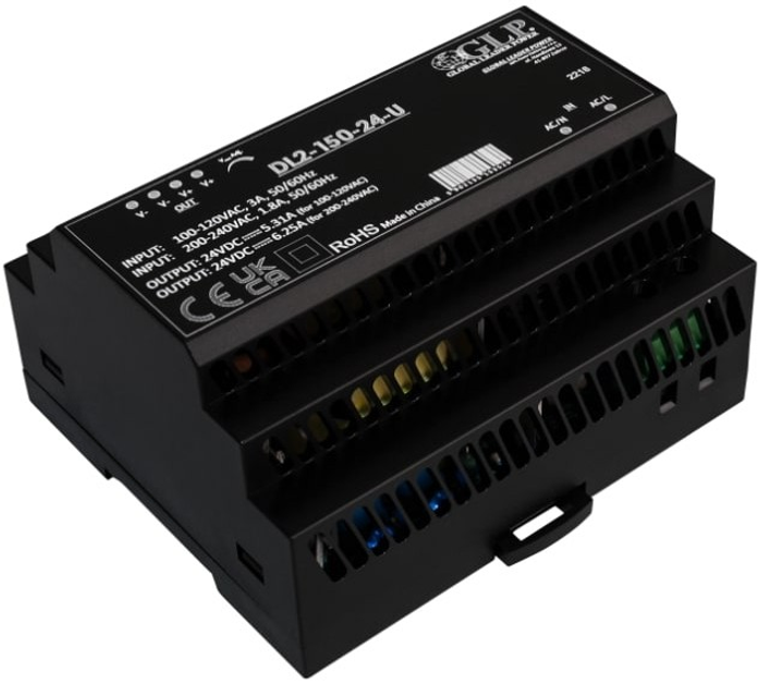 Zasilacz na szynę DIN GLP IP20, 150W, 24V, 6.25A (DL2-150-24-U) (5902135153529) - obraz 1