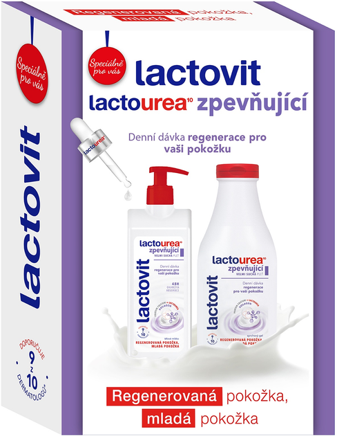 Набір доглядової косметики Lactovit LactoUrea Firming Гель для душа 500 мл + Молочко для тіла 400 мл (8411135008144) - зображення 1