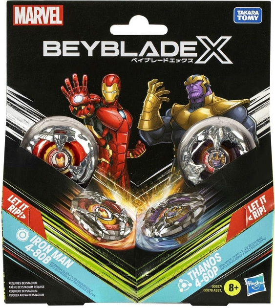 Іграшковий набір Hasbro Marvel: Bey Blade X Iron Man 4-80B vs Thanos 4-60P G0287 (5010996264190) - зображення 1