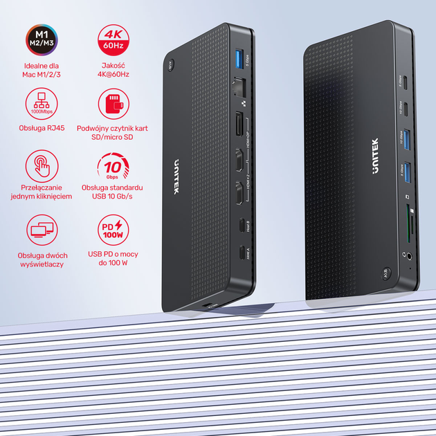 KVM-перемикач Unitek 4K 2x HDMI 1x DP 4x USB-C 3x USB-A (D1103A01) - зображення 7