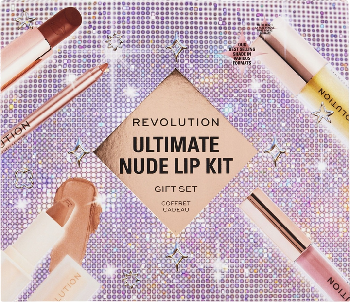 Zestaw Makeup Revolution Ultimate Nude Konturówka do ust 1 g + 2 x Pomadka do ust 3.2 g + Błyszczyk do ust 3 szt (5057566827157) - obraz 1