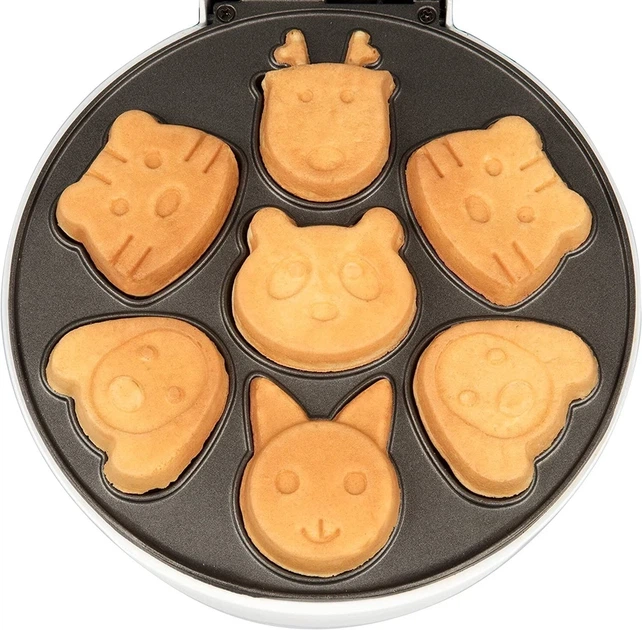 Вафельница электрическая RIAS Waffle Wow 7 форм для выпекания в виде животных 350W White (3_06607) - изображение 3
