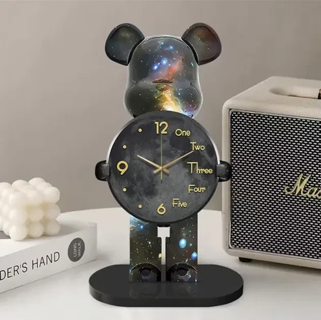 Годинник настільний Bearbrick "Космічний Ведмедик" 30 см Black (3_06483) - зображення 2