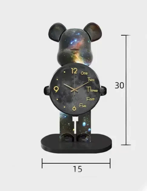 Годинник настільний Bearbrick "Космічний Ведмедик" 30 см Black (3_06483) - зображення 4