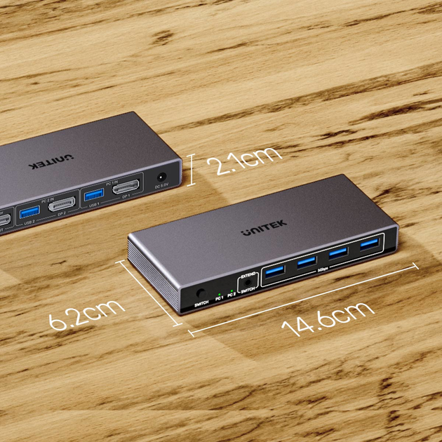 Przełącznik KVM Unitek 8K 3x DP 6x USB-A 5Gbps (V1310AGY01-EU) - obraz 3