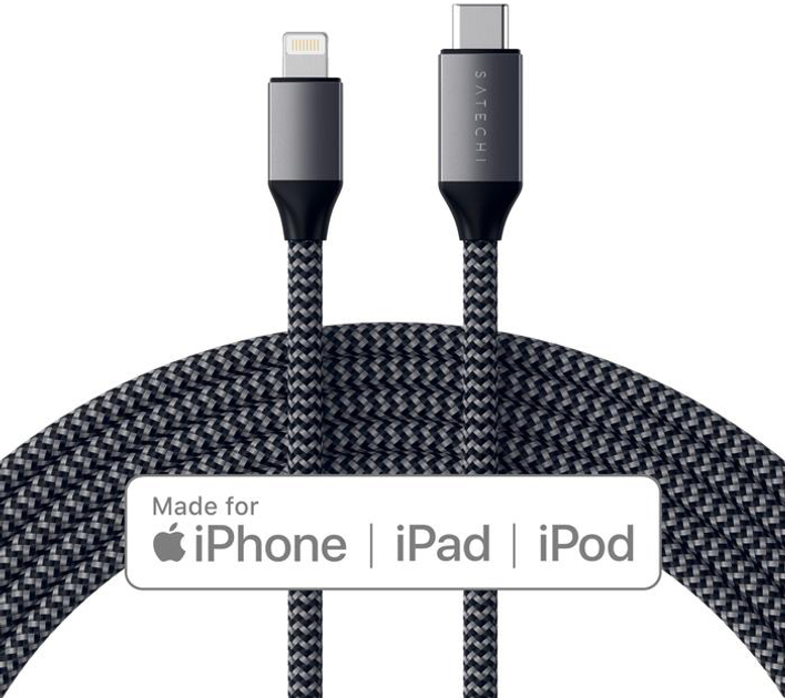 Kabel synchronizacyjny Satechi USB Type-C do Lightning 1.8 m Space Gray (ST-TCL18M) - obraz 2