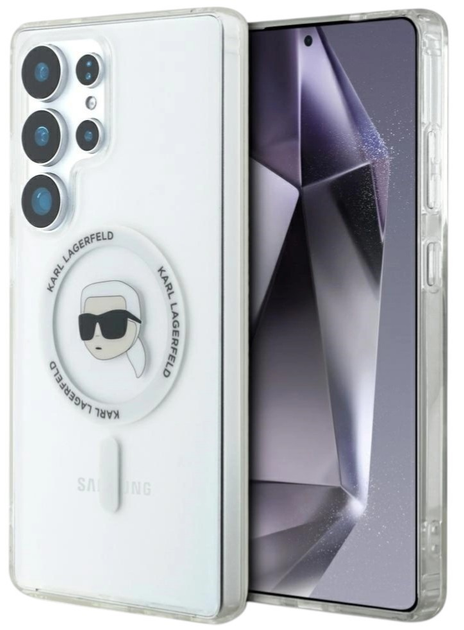 Панель Karl Lagerfeld Button Karl Head Printed Logo MagSafe Samsung Galaxy S25 Ultra White (3666339450021) - зображення 2