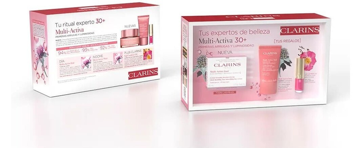 Zestaw do pielęgnacji twarzy Clarins Multi-Active 30+ Krem na dzień 50 ml + Krem na noc 15 ml + Olejek do ust 04 1.4 ml (3666057313868) - obraz 3
