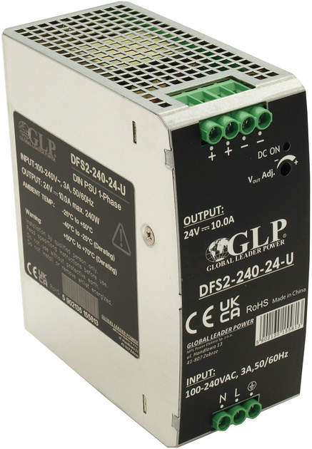Zasilacz na szynę DIN GLP IP20, 240W, 24V, 10A (DFS2-240-24-U) (5902135155813) - obraz 1