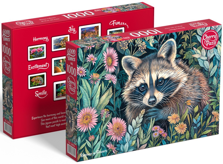 Puzzle CherryPazzi Raccoon in flowers 1000 elementów 30851 (5903728730851) - obraz 7
