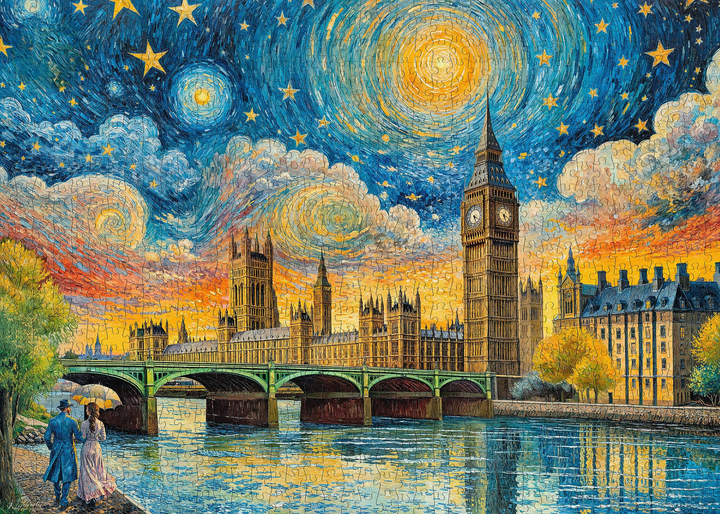 Puzzle CherryPazzi Impressionist sky over London 1000 elementów 30885 (5903728730882) - obraz 4