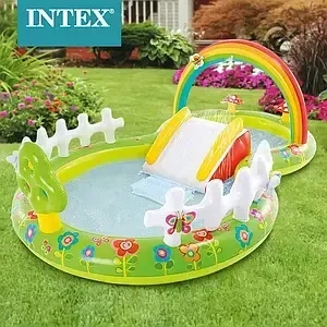 Детский надувной игровой центр Intex Мой Сад 57154 с горкой, фонтаном и игрушками, 290×180×104 см - изображение 3
