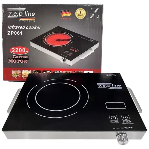 Інфрачервона електроплита Zepline ZP-061 2200 Вт, одноконфорочна, настільна, сенсорне керування - зображення 3