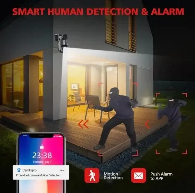 Уличная поворотная Wi-Fi IP-камера BOAVISION D4W4MP, 4K 8 МП / 2K 4 МП, PTZ, ночное видение, автоотслеживание, двусторонняя связь, microSD до 128 ГБ - изображение 5