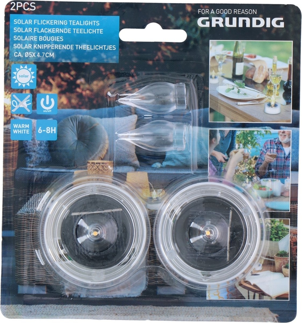 Lampa solarna LED w kształcie świecy Grundig 2 szt. - obraz 3