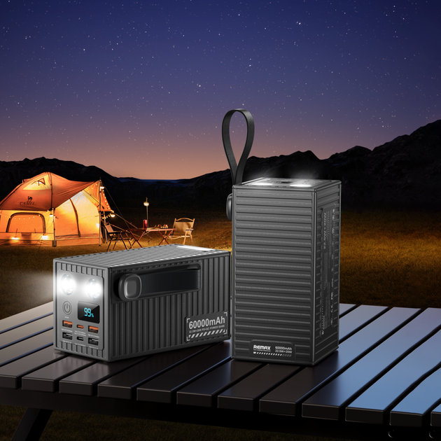 Павербанк Remax RPP-609 Pro 60000 mAh 22.5W 4USB/2Type-C Портативний зовнішній акумулятор PowerBank зі швидкою зарядкою та ліхтариком Grey - зображення 2