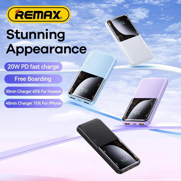 Павербанк Remax RPP-623 20000 mAh 22.5W 2USB/1Type-C Портативный внешний аккумулятор PowerBank с быстрой зарядкой Black - изображение 10