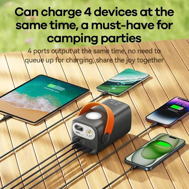 Павербанк Remax RPP-123 60000 mAh 27W 3USB/Type-C Портативний зовнішній акумулятор Power Bank зі швидкою зарядкою PD27W+QC22.5W та ліхтариком Black - зображення 3