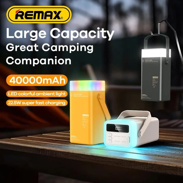 Павербанк Remax RPP-596 40000 mAh 22.5W 2USB/2Type-C Портативний зовнішній акумулятор PowerBank зі швидкою зарядкою та ліхтариком Grey - зображення 4