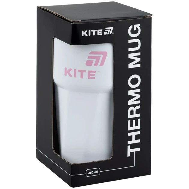 Термокружка Kite K25-1220-3, 450 мл, біло-рожева - Фото 6 Термокружка Kite K25-1220-3, 450 мл, біло-рожева - зображення 6