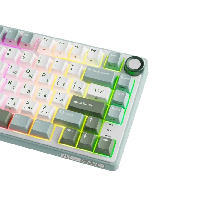 Игровая проводная клавиатура Royal Kludge RK R75 75% RGB USB Green and White - изображение 2