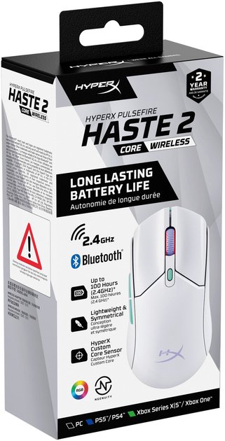 Mysz HyperX Pulsefire Haste 2 Core Wireless/Bluetooth White (8R2E7AA) - obraz 15