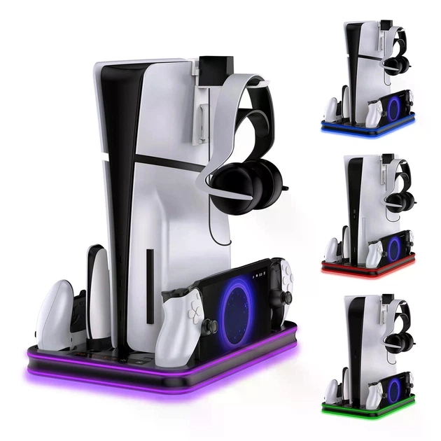 Док-станція JYS-P5225-V3 з охолодженням RGB підсвічуванням для PlayStation 5, PS5 Slim, PS5 Pro, PS Portal Чорний - зображення 5