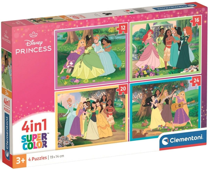 Puzzle Clementoni Super Kolor Disney Princess 4 in 1 21746 (8005125217465) - obraz 1